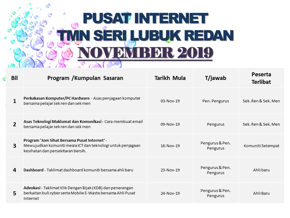 JADUAL AKTIVITI NOVEMBER 2019