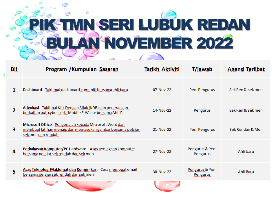 JADUAL AKTIVITI NOVEMBER 2022