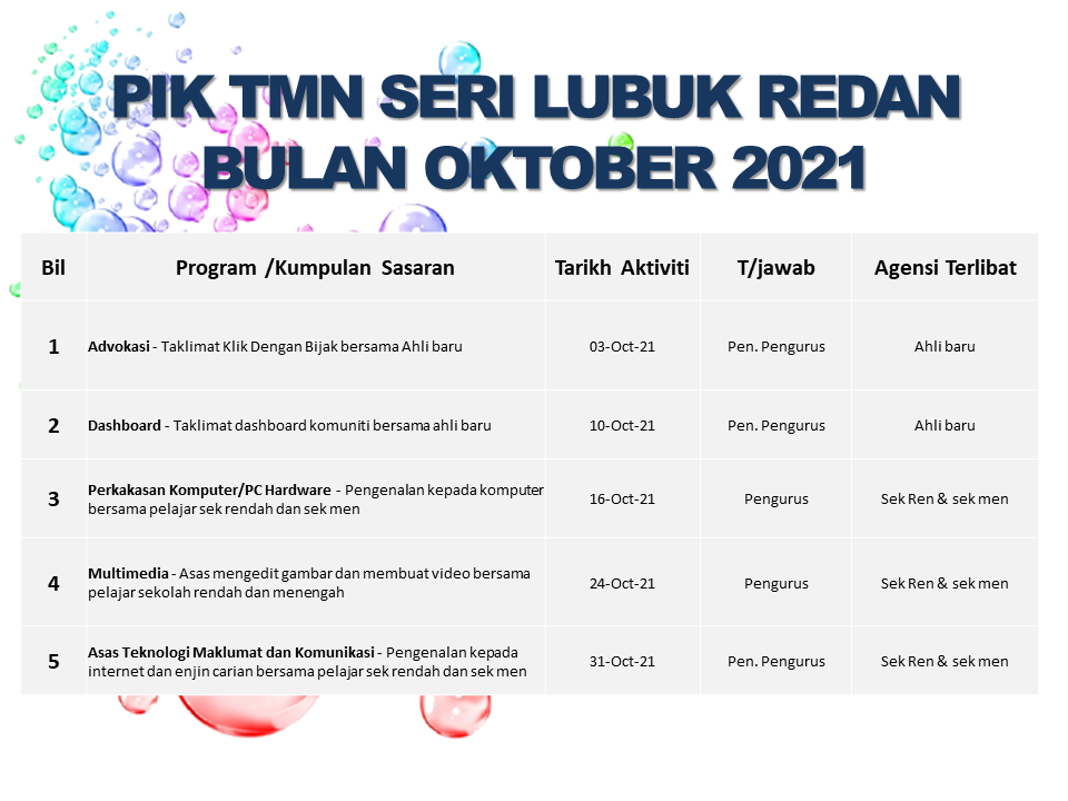 JADUAL AKTIVITI OKTOBER 2021