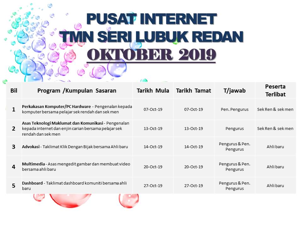 JADUAL AKTIVITI OKT 2019