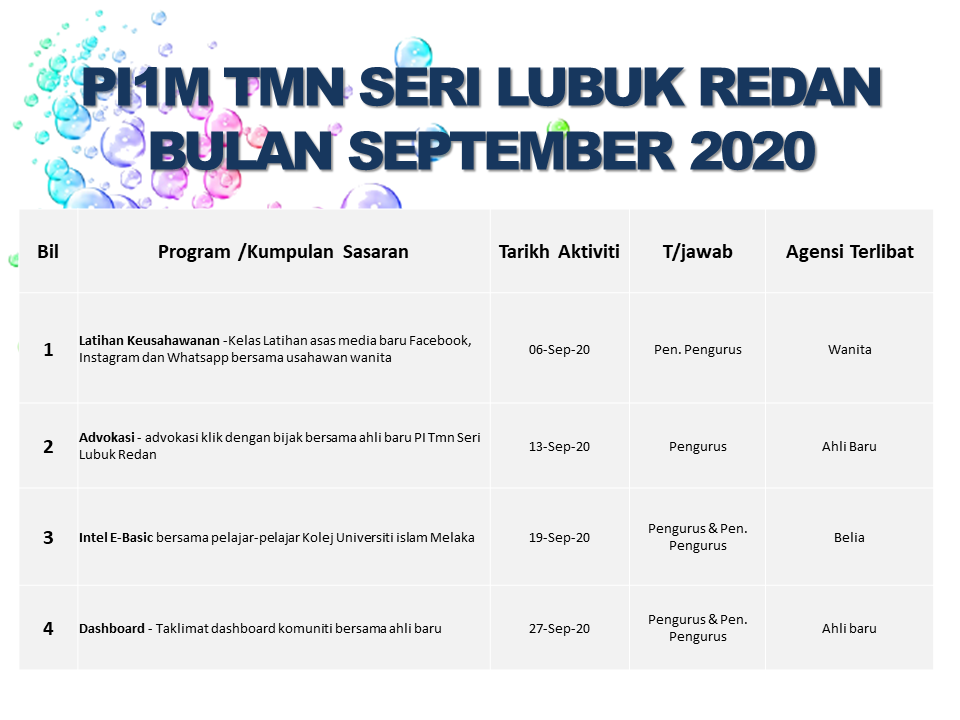 JADUAL AKTIVITI SEPTEMBER 2020